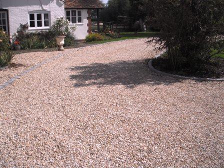 New driveway running towards the house